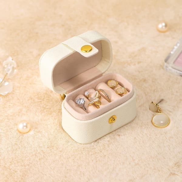 Mini Ringförvaringslåda Organizer Resesmyckeskrin White