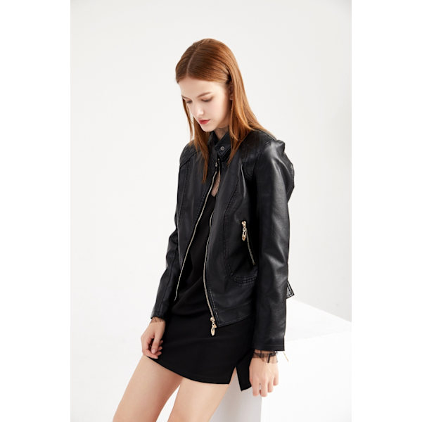 Damkonstläder Kort Casual Slim Jacka Khaki L