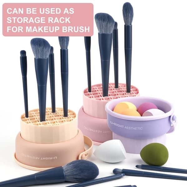 Makeupbørste Rensemåtte 3 i 1 Silikone Makeupbørste Renseskål Pink