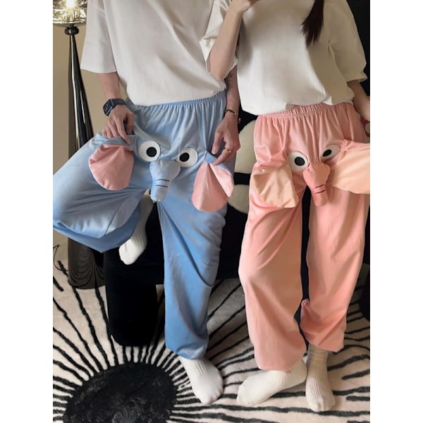 Roliga Elefant Pyjamasbyxor, Söta Tredimensionella Parpyjamasbyxor Pink S