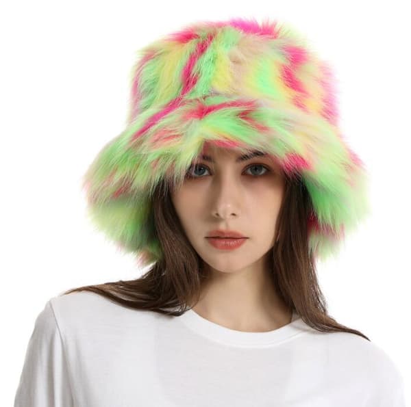 Dames Vinter Kunstig Pels Fuzzy Varmt Spandhat Green