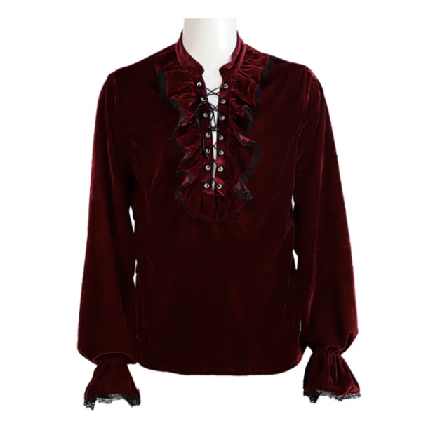 Vintage Gothic volang blus för män red l