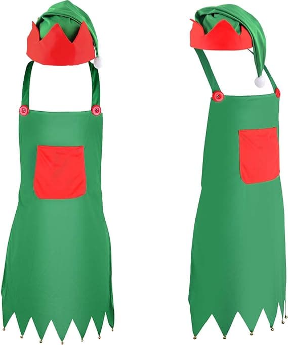 4 stycken jultomte-kit inklusive tomteförkläden och tomteluvor för jul