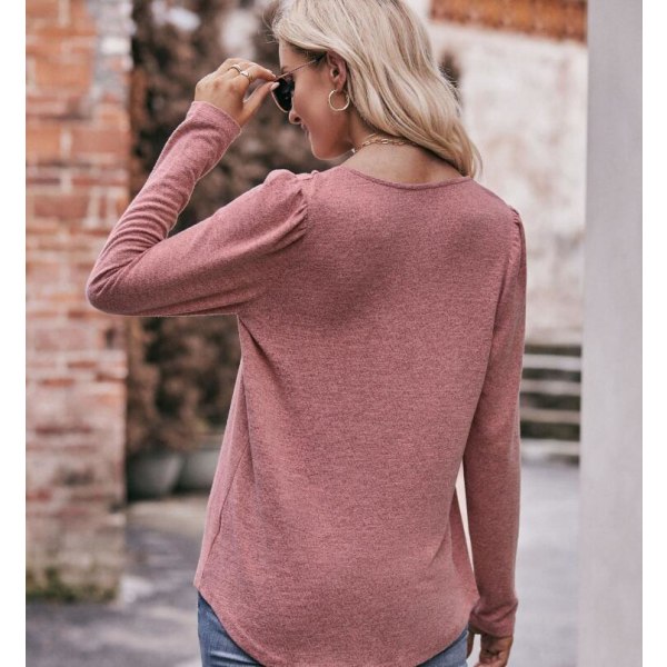 Damblus Långärmad Bubble Neck Plisserad blus Pink S