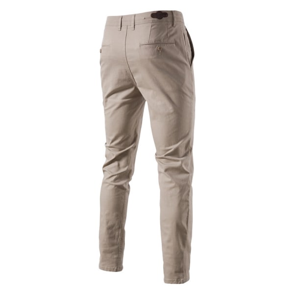 Klassisk passform solid byxa för män khaki 34