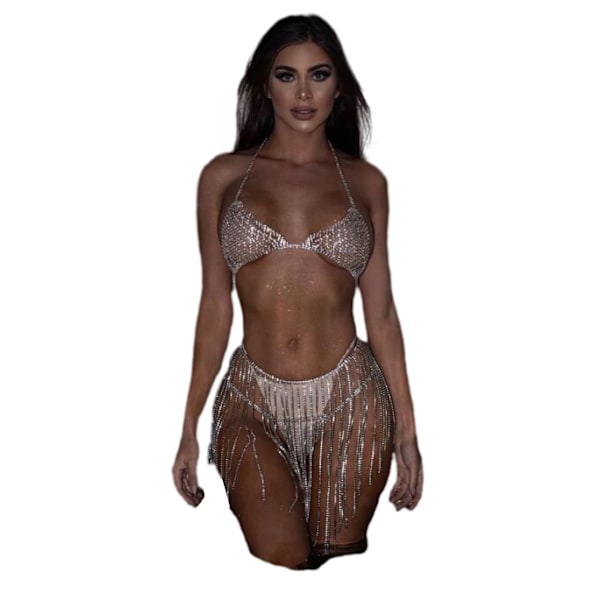 Strass lång tofs midjekedja Body Chain GOLD