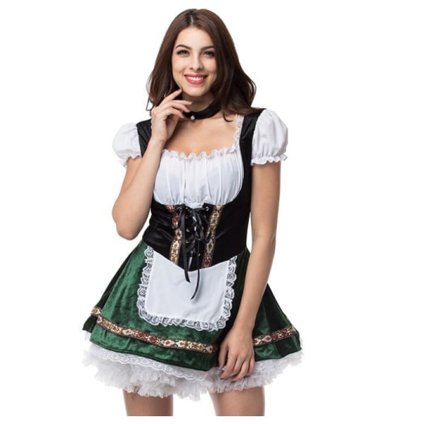 Tysk Oktoberfest Bayersk Ølpige Kostume Green 2XL-3XL