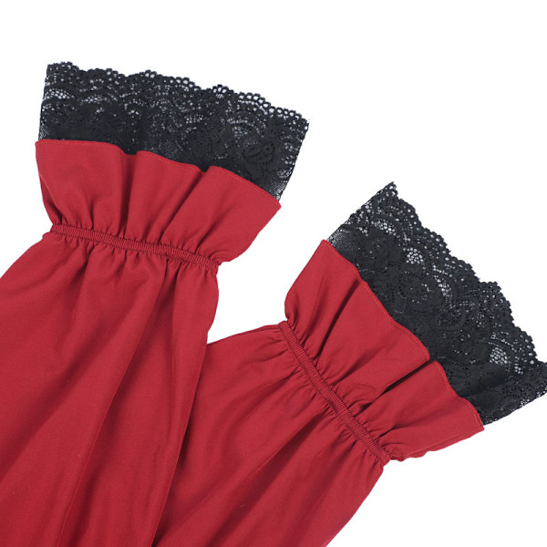 Herre Pirat Skjorte Flæse Renaissance Victorian Vampire Poet Skjorter Red XL
