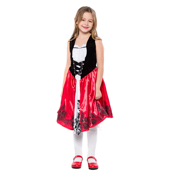 Flickor Halloween Dräkt Röd Little Girl Hood Dräkt L