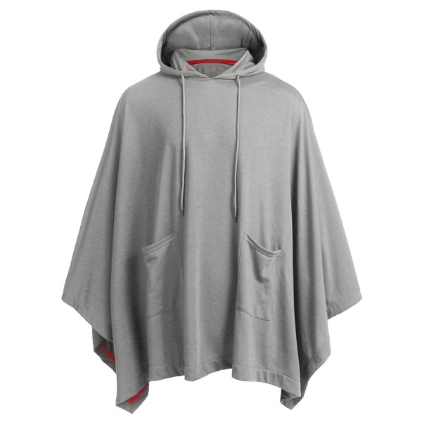 Unisex Casual Hættetrøje Poncho Kappe med Lomme Grey 2XL