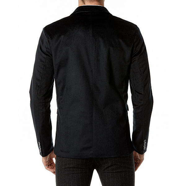Slim Fit V-ringad sammetsjacka med två knappar för män Black M