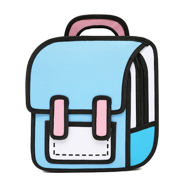 3D Comic Leisure School Bag, sekundär tredimensionell ryggsäck Light Blue S