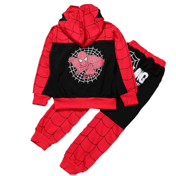 Spider-Man Grafisk 2-delt Sæt, Drenge Pullover Hættetrøje & Joggingbukser Sæt BLACK 110CM