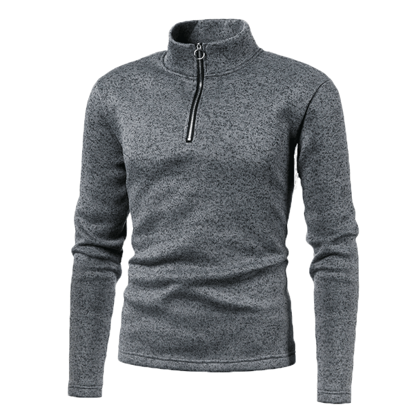 Herrar Tröja Placket Zip Solid Färg Mocka Halsjacka Dark gray M