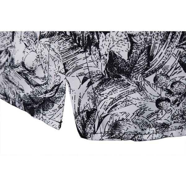 Hettegenser med knapper og trykt krage for menn, lang erme White XL