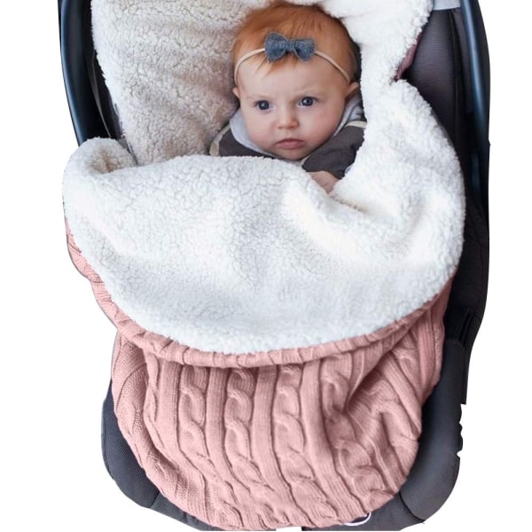 Nyfödd Baby Knit Plysch sovsäckar Pink