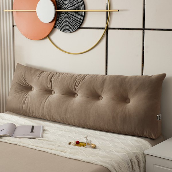 Kilepute Hodegavl Posisjonsstøtte Lang Pute for Seng Khaki 150*40*12cm