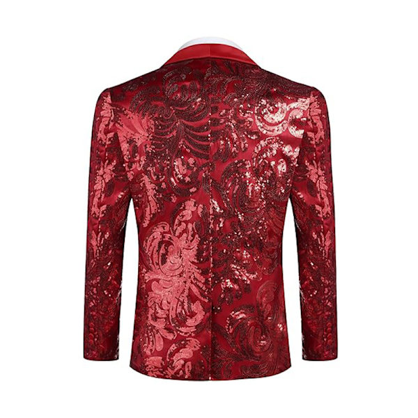 Herrar Glittrande Sekvensblaser, Skinande Blommig Kostymjacka Red M