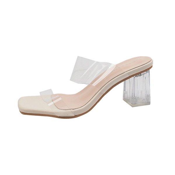 Kvindesandaler med klare hæle, transparente 7 cm White 39