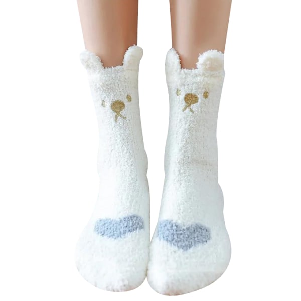 5 st Fuzzy Socks för kvinnor white