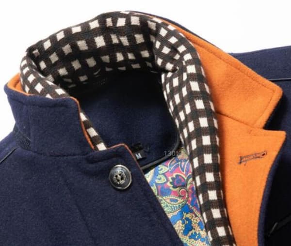 Herreullfrakk Smal Passform med Sjal Krage navy blue M