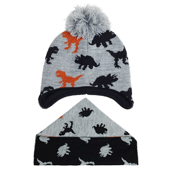 Barnmössa med Pompom Stickad Hatt Mysig Foder Vinter Skallehatt Grey 3-8 Years