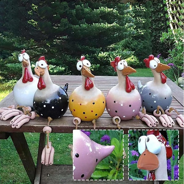 5PCS Resin Rooster utomhusstatyer