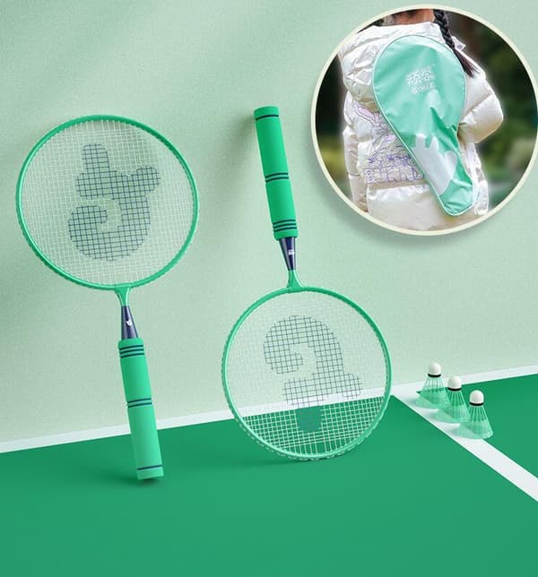 Badmintonracket för barn med badmintonbollar Yellow