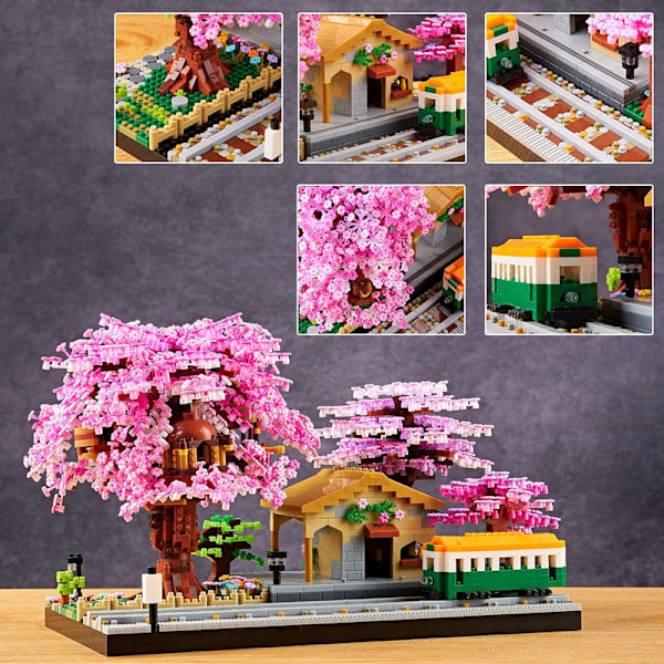 Kirsebærblomst Træ Blomsterhus Mikro Byggeklodser Sæt Style 2