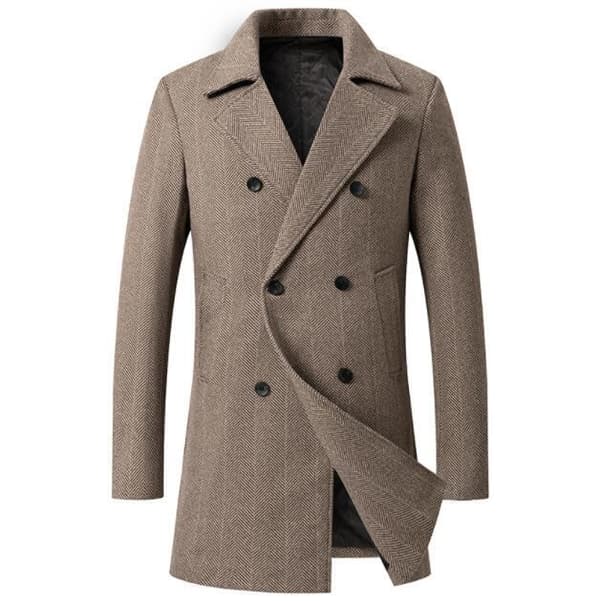 Herrrock Slim Fit Vinterkappa Varm överrock khaki S