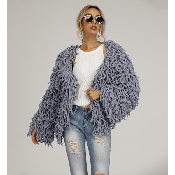 Plush Kjoljacka för Kvinnor Höst och Vinter Grey XL