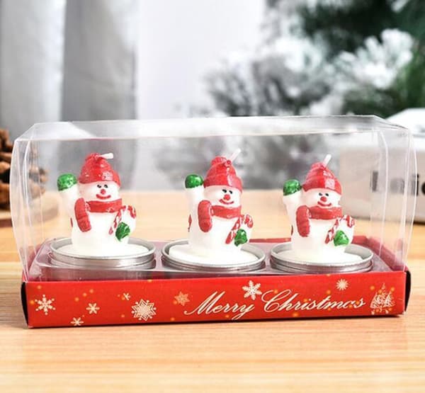3 st julhantverkspresenter Målade ljus Snowmen