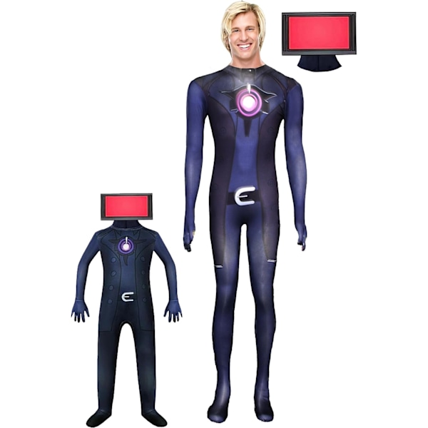Skibidi Toalett Cameraman TV Man Kostym för Barn TV Man 130cm