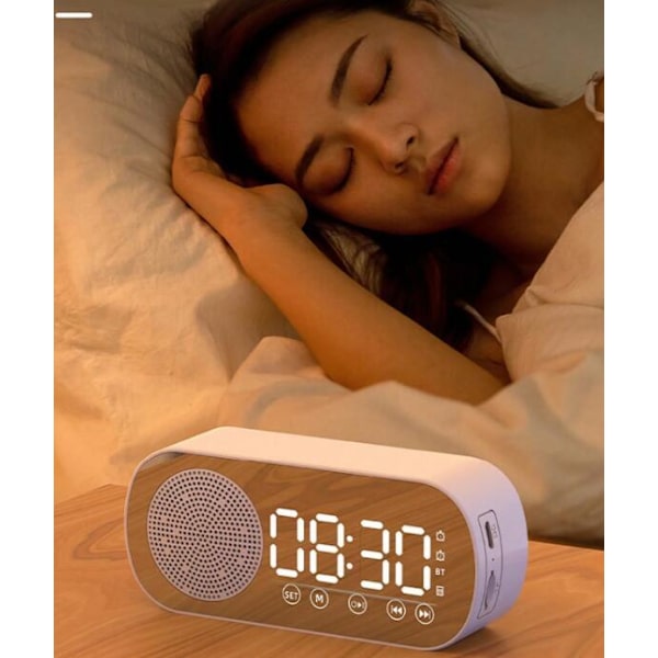 Trådlös Bluetooth-högtalare, multifunktionell högtalarklocka pink