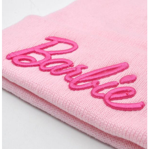 Kubisk Broderad Rosa Stickad Ullhatt White