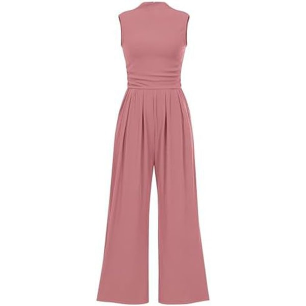 Sommarjumpsuit för kvinnor, elegant och avslappnad, endelskläder, ärmlös pink L