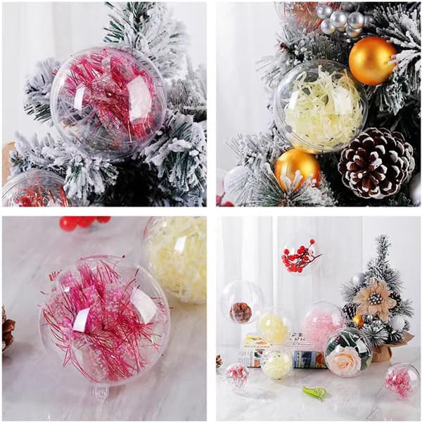20 Klar Fyllbare Julekuler, 80mm Transparent Plastkule 8cm