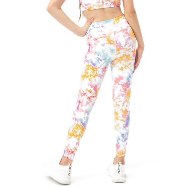 Tjejer printed stretchleggings yogabyxor pink 140cm