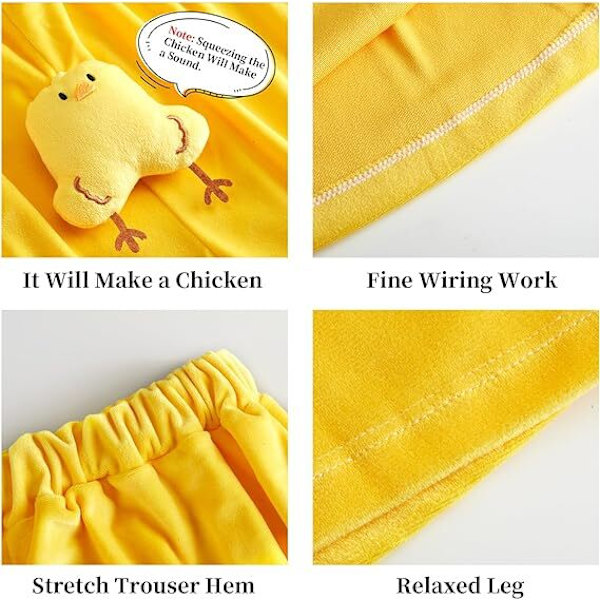 Morsomme Kylling-Skalldyrshorts, Søte Inntrekkbare Kylling-Shorts Yellow M