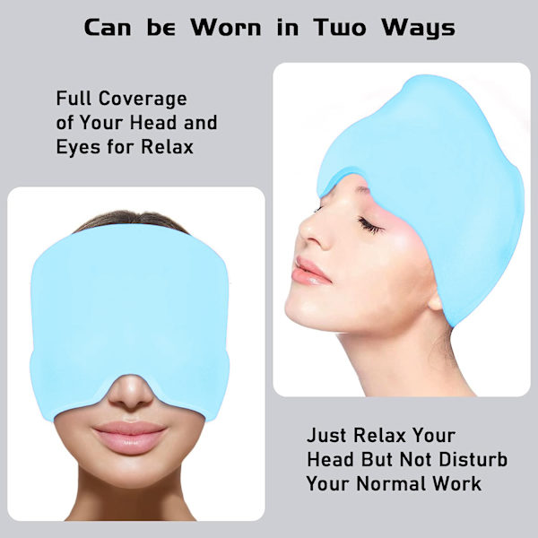 Huvudvärk Förkylning Migrän Relief Head Ice Pack Wrap Blue Double Layer