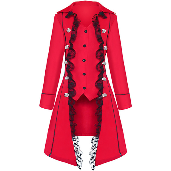 Naisten goottilainen steampunk viktoriaaninen renessanssi keskiaikainen takki red M