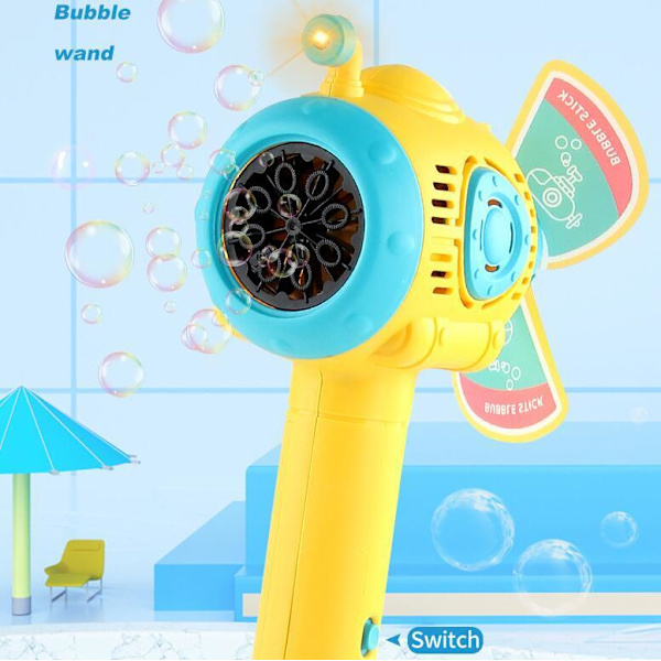 Handhållen 8-håls automatisk bubbelmaskin för barn Yellow