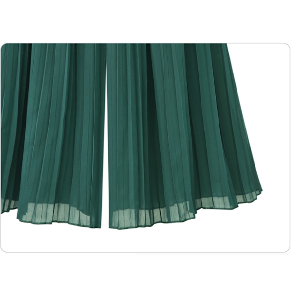 Dam Elastisk Midja Plisserade Chiffong Culottes Croppade Vida Ben Flödiga Byxor khaki L