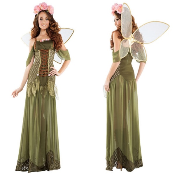 Kvinnor Skogsprinsessdräkt Halloween Fairy Kostymer S