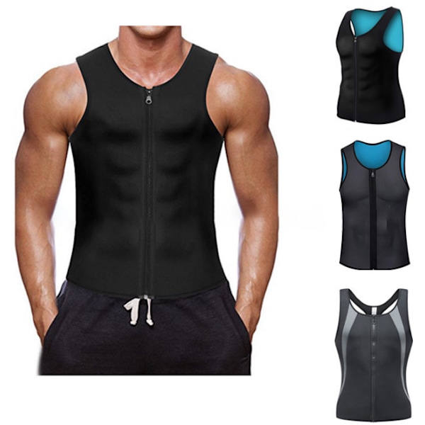 Compress Zipper Vest, Compression Shirts för män black L