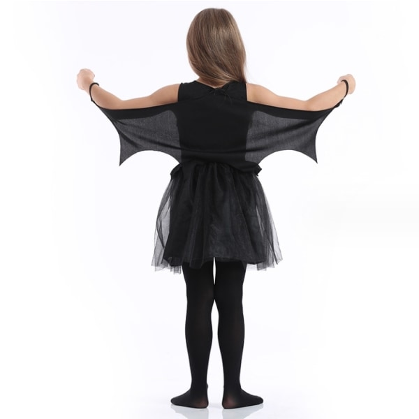 Bone Bat Witch Dress, Halloween Skjelett Trykk Jenter Mørk Cosplay Kostyme M