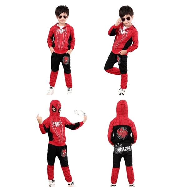 Spider-Man Grafisk 2-delt Sæt, Drenge Pullover Hættetrøje & Joggingbukser Sæt BLACK 150CM