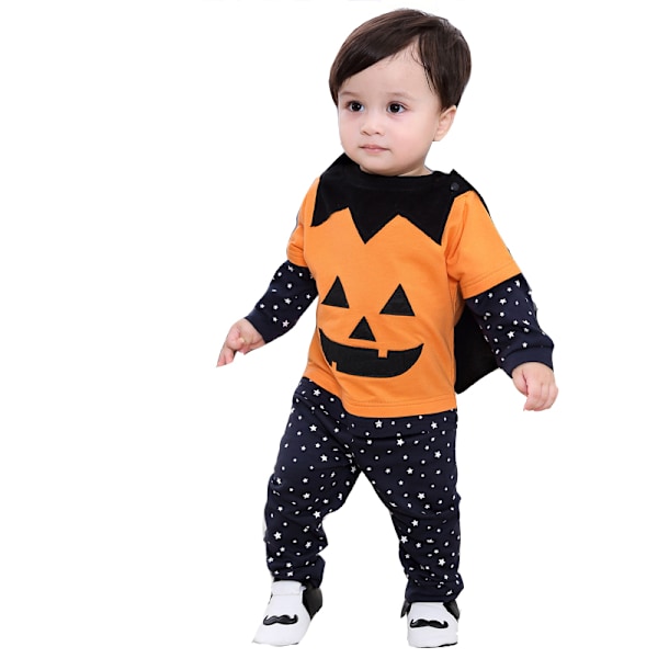 Baby Pumpkin Hooded Outfit Halloween kostym Toddler 110