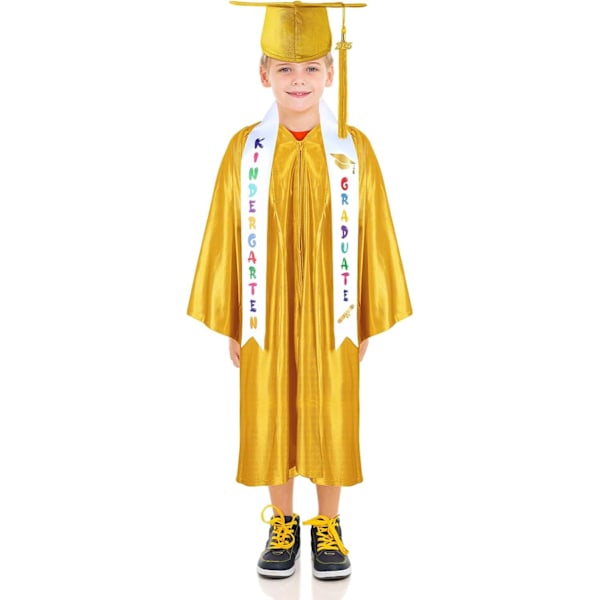 2025 Års Førskole- og Børnehave Afslutningskåbe Hue Kvast Sæt yellow 3XL