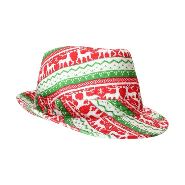 Grim Julenisse-Fedora - Rød og Grøn Grim Fest-Hatt Red